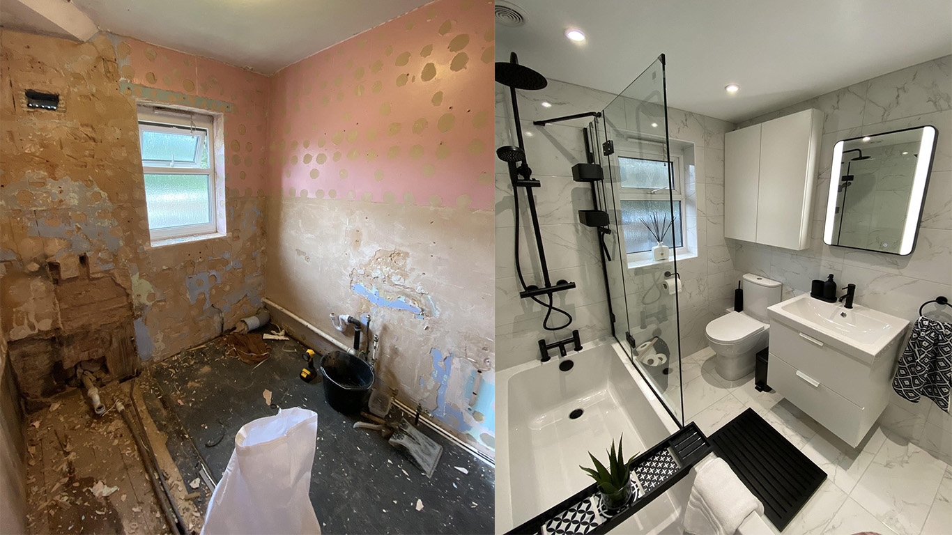Rénovation salle de bain — avant et après